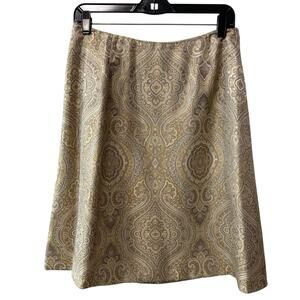 Talbots Paisley A Line Skirt Gold Multi Size 12 Woman's Petite Plus Size